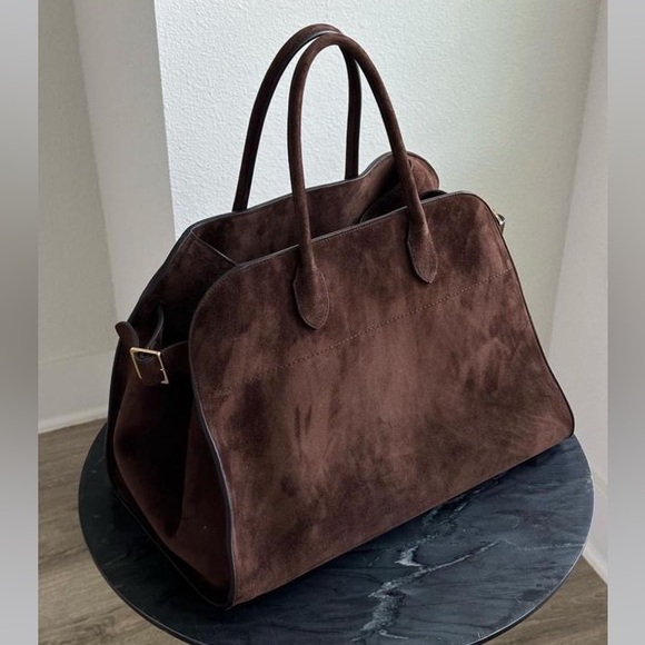 The Row Handbags - The Row Margaux 17 Suede Brown Tote Bag
